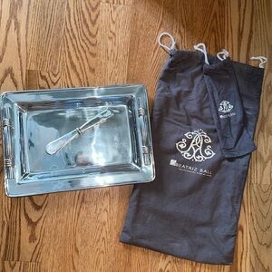 Beatriz Ball Silver Tray, Cloth Bags Included, NWOT